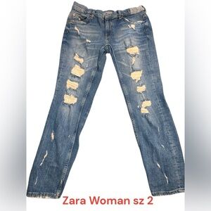 Zara premium denim collection size 2 distressed and ripped stretchy skinny jeans